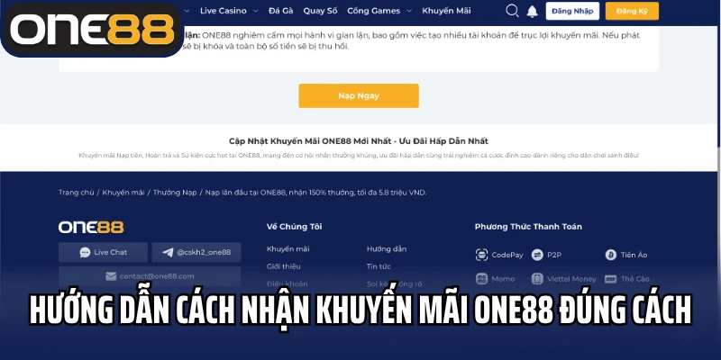 Hướng dẫn cách nhận khuyến mãi One88 đúng cách